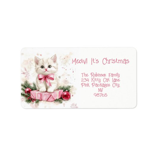 Miauw Christmas Kitten Pink Etiket (Voorkant)