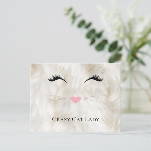 Miauw Crazy Cat Lady Briefkaart (Staand voorkant)
