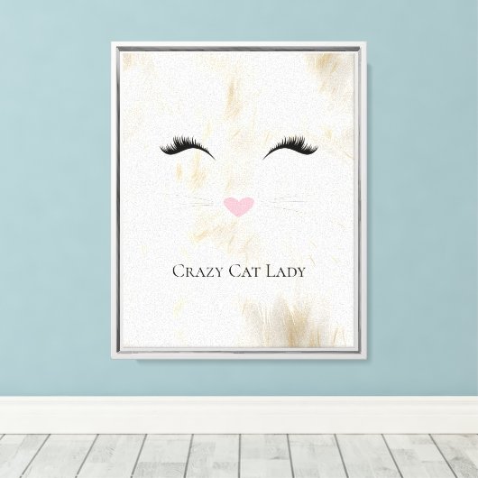 Miauw Crazy Cat Lady Canvas Afdruk (Insitu (Houten vloer))