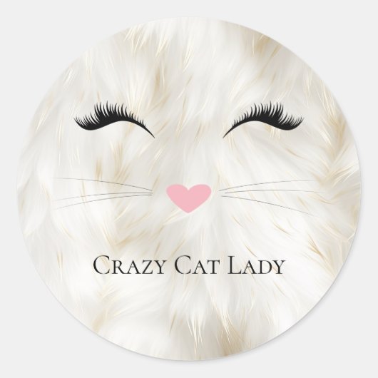 Miauw Crazy Cat Lady Ronde Sticker (Voorkant)