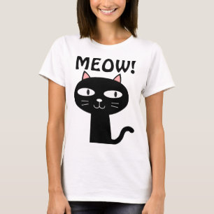 MIAUW! De leuke Zwarte T-shirts van de kat