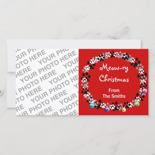 Miauw-droog Kerstmis Feestdagenkaart (Voorkant)