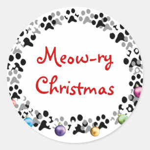 Miauw-droog Kerstmis Ronde Sticker