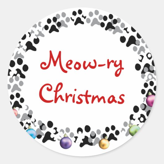 Miauw-droog Kerstmis Ronde Sticker (Voorkant)