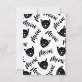 Miauw Eenvoudige Moderne Zwarte Witte Katten Typog Bedankkaart (Achterkant)