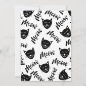 Miauw Eenvoudige Moderne Zwarte Witte Katten Typog Kaart (Achterkant)