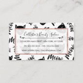 Miauw Eenvoudige Moderne Zwarte Witte Katten Typog Klantenkaartje (Achterkant)