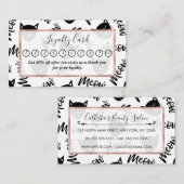 Miauw Eenvoudige Moderne Zwarte Witte Katten Typog Klantenkaartje (Voorkant / Achterkant)