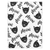 Miauw Eenvoudige Moderne Zwarte Witte Katten Typog Tafelkleed (Voorkant)