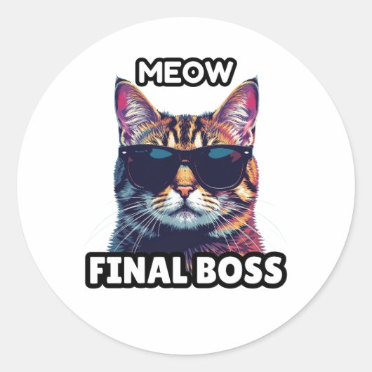 Miauw Eindbaas Koele Kat Sticker (Voorkant)