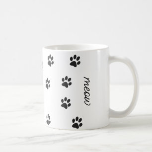 Miauw- en kattenpoten zwart wit koffiemok