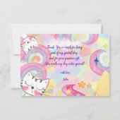 Miauw-gical caticorn regenboog kinderen verjaardag bedankkaart (Voorkant)