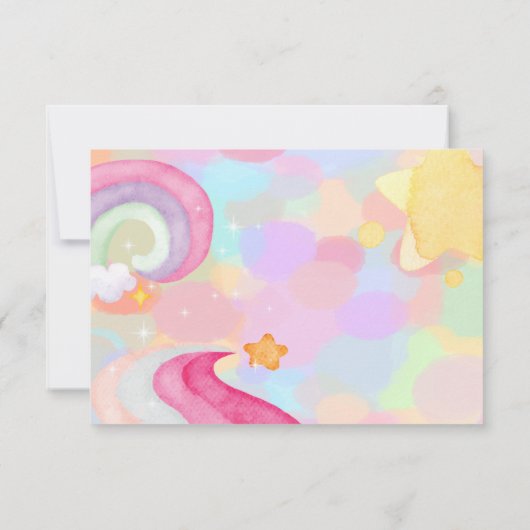 Miauw-gical caticorn regenboog kinderen verjaardag bedankkaart (Achterkant)