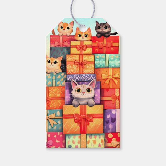 Miauw Gift Verjaardagstoren Cadeaulabel (Voorkant)