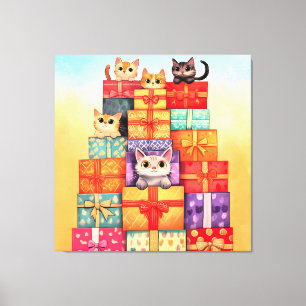 Miauw Gift Verjaardagstoren Canvas Afdruk