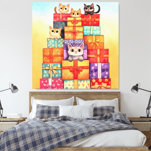 Miauw Gift Verjaardagstoren Canvas Afdruk (Insitu (Slaapkamer))