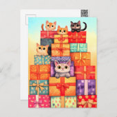 Miauw Gift Verjaardagstoren Feestdagenkaart (Voorkant / Achterkant)