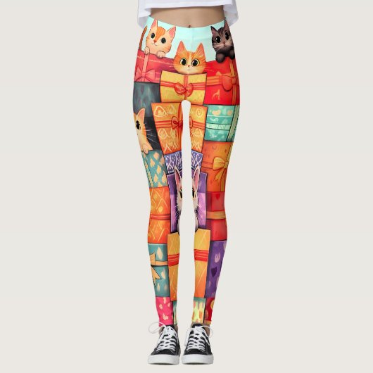 Miauw Gift Verjaardagstoren Leggings (Voorkant)