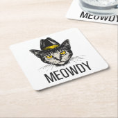 Miauw Grappige Kat Kartonnen Onderzetters (Schuin)