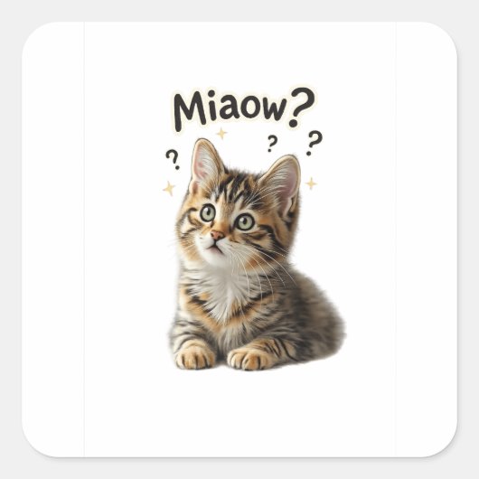 Miauw? | Grappige kat sticker voor kattenliefhebbe (Voorkant)