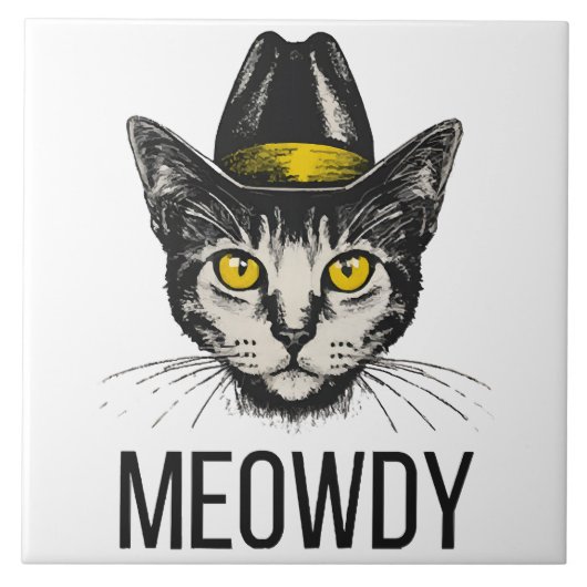 Miauw Grappige Kat Tegeltje (Voorkant)