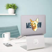 Miauw Grappige Starende Kat Huisdier  Sticker (Laptop op bureau)