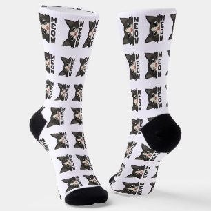 Miauw Grappige Tuxedo Kat kijkt Pun  Sokken