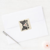 Miauw Grappige Tuxedo Kat kijkt Pun  Vierkante Sticker (Envelop)