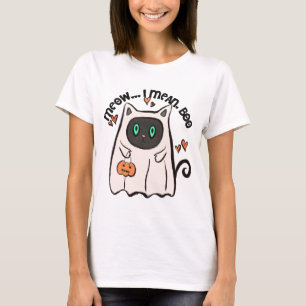 Miauw...ik bedoel, boe! Black Cat Ghost Halloween  T-shirt
