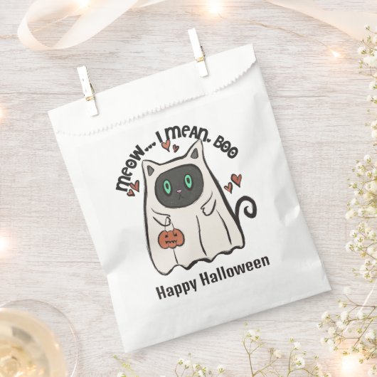Miauw ik bedoel Boo Cat Ghost Happy Halloween Bedankzakje (Geknipt)
