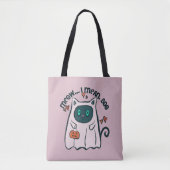 Miauw Ik bedoel Boo Cat Ghost Paarse Halloween Tote Bag (Voorkant)