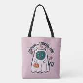 Miauw Ik bedoel Boo Cat Ghost Paarse Halloween Tote Bag (Achterkant)