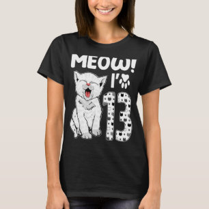 miauw ik ben 13 jaar oud meisje 13e verjaardag kat t-shirt