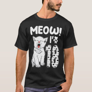 Miauw ik ben 18 jaar oud meisje 18e verjaardag kat t-shirt