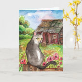 Miauw in de schuur kaart (Gele Bloem)
