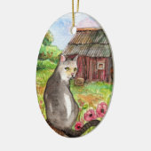 Miauw in de schuur keramisch ornament (Links)