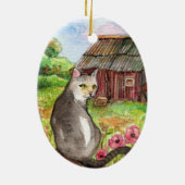 Miauw in de schuur keramisch ornament (Achterkant)