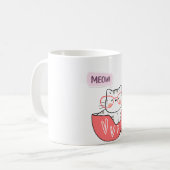 miauw in een beker koffiemok (Voorkant links)