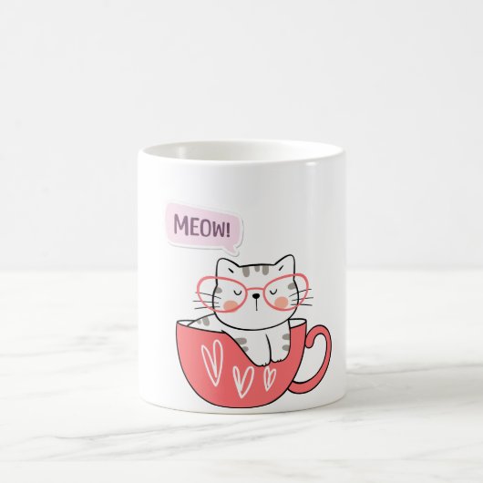 miauw in een beker koffiemok (Center)