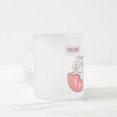 miauw in een beker matglas koffiemok (Voorkant links)