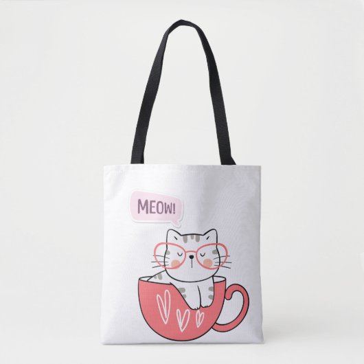 miauw in een beker tote bag (Voorkant)