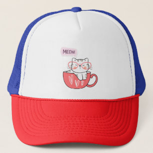miauw in een beker trucker pet