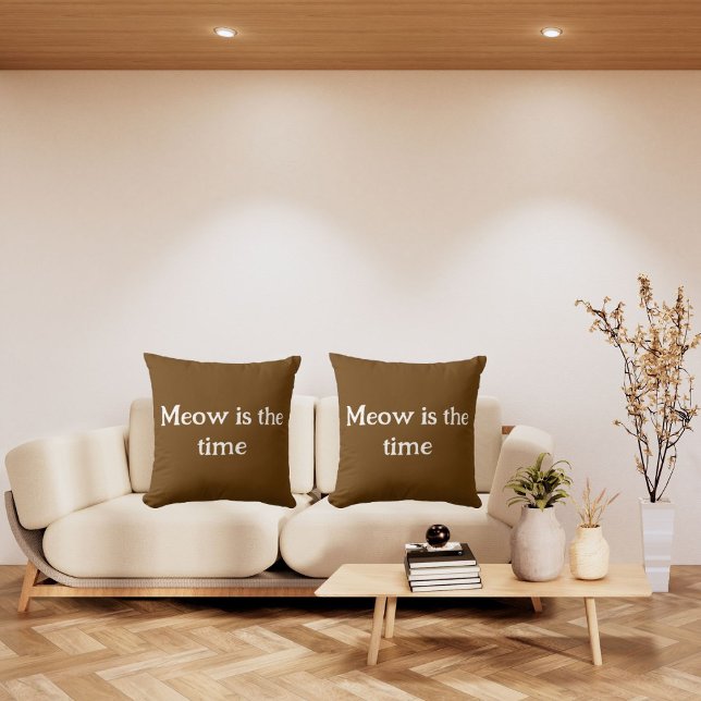 Miauw is de tijd grappig retro dier Schattige brui Kussen (Creator heeft geüpload)