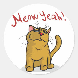 Miauw ja - ronde Stickers