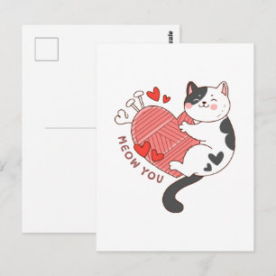 Miauw jij schattige kat Valentijnsdag Briefkaart
