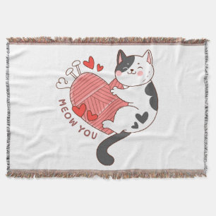 Miauw jij schattige kat Valentijnsdag Deken