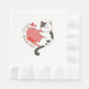 Miauw jij schattige kat Valentijnsdag Servet