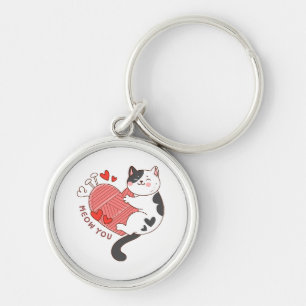 Miauw jij schattige kat Valentijnsdag Sleutelhanger