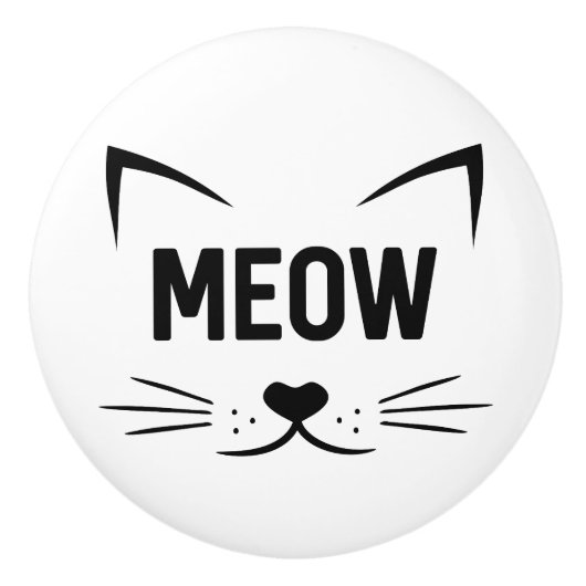 Miauw Kat Gezicht Keramische Knop (Voorkant)