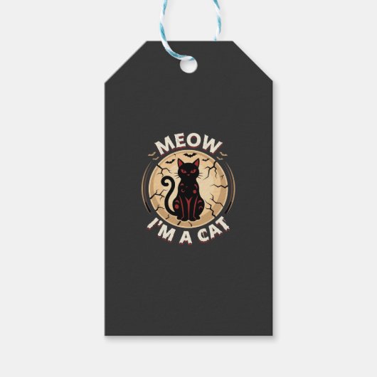 Miauw Kat Halloween Grafisch Ontwerp_1 Cadeaulabel (Voorkant)